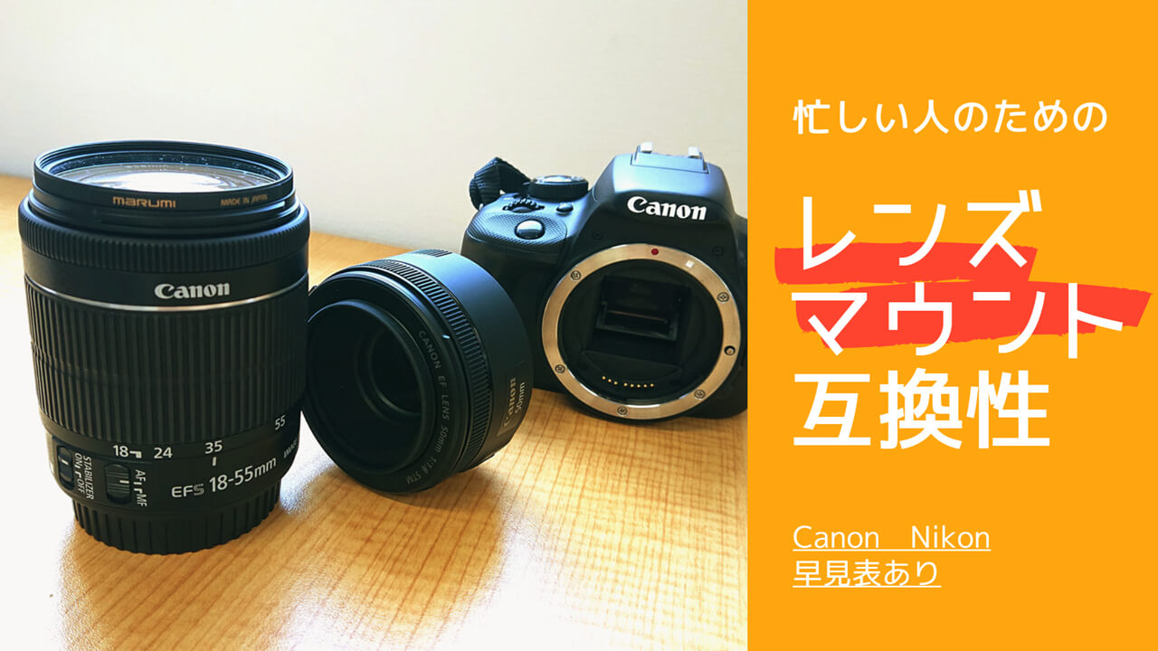 早見表あり】忙しい人のためのレンズマウント互換性【Canon、Nikon 